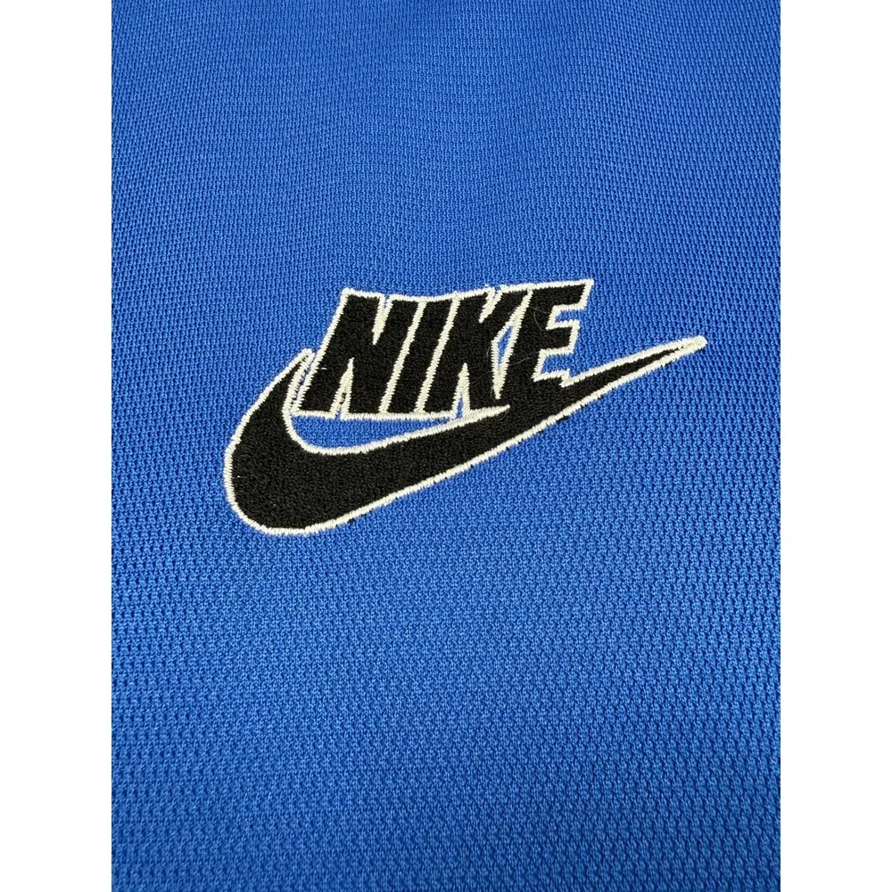 Nike Y2K Men XL Blue V-Neck Short Sleeve Embroidered Center Logo Athletic TShirt